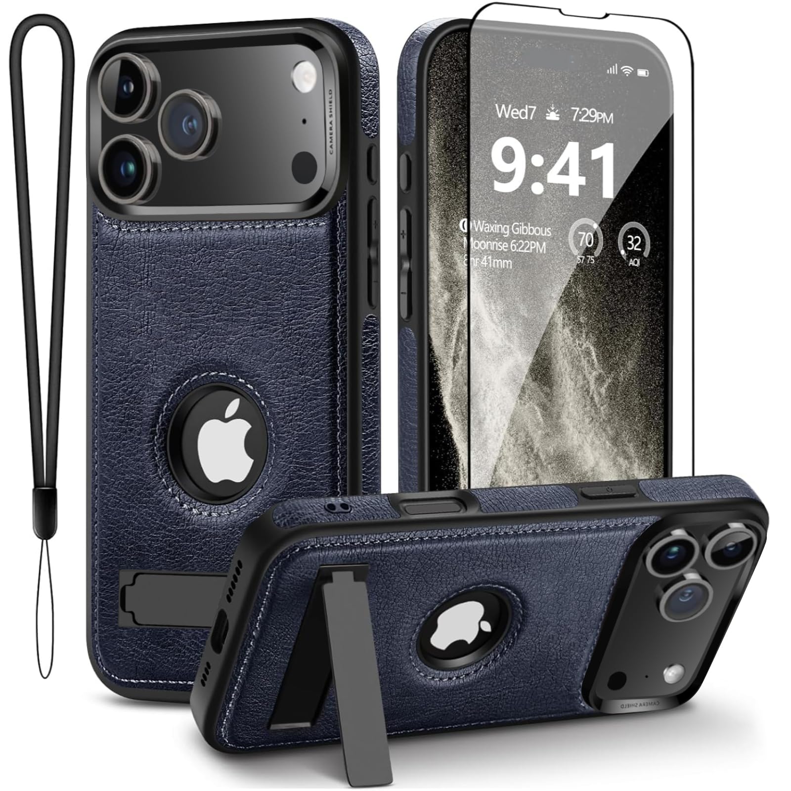 Custodia in pelle per iPhone 1A Pro da 6,3", compatibile con