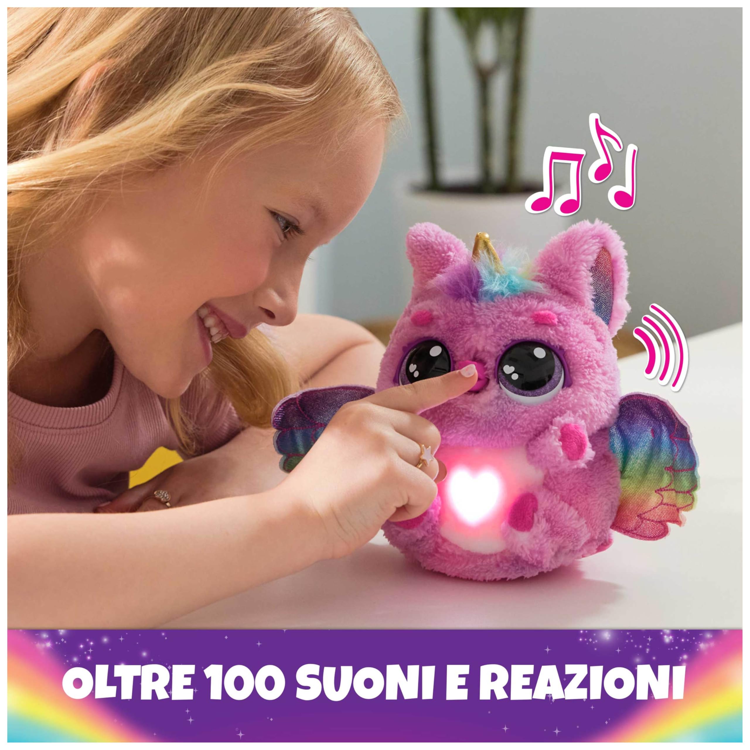 HATCHIMALS Alive, Uovo Mystery Hatch Pufficorn, Peluche Interattivo a Sorpresa con Effetti Speciali, Nebbia, Luci, 100 Reazioni e Suoni, Giocattoli per Bambini e Bambine, 5+ Anni - Modelli Variabili