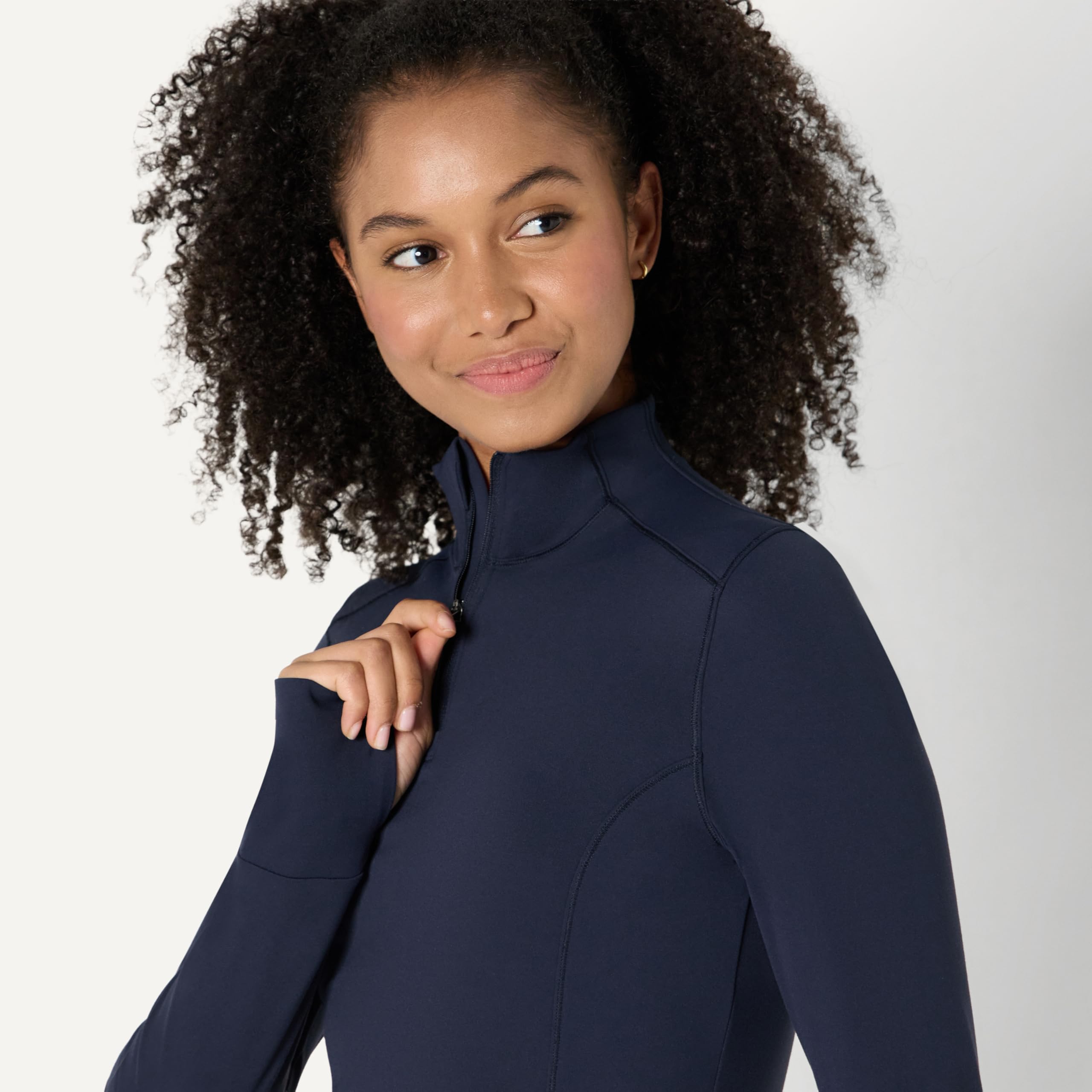 Amazon Essentials Donna Giacca Pullover a Maniche Lunghe Tecnica in FormFlex Morbidissimo, Zip a Un Quarto, vestibilità Aderente