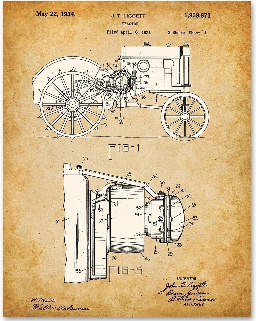 Tractor Patent Print – Great for Tractors and Farm Lovers, Vintage Farmers’ Wall Decor, Classic Tractor Parts Art Print, Farm Equipment Garage Decor
