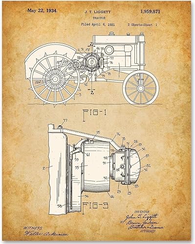 Tractor Patent Print - Great for Tractors and Farm Lovers, Vintage Farmers' Wall Decor, Classic Tractor Parts Art Print, Farm Equipment Garage Decor