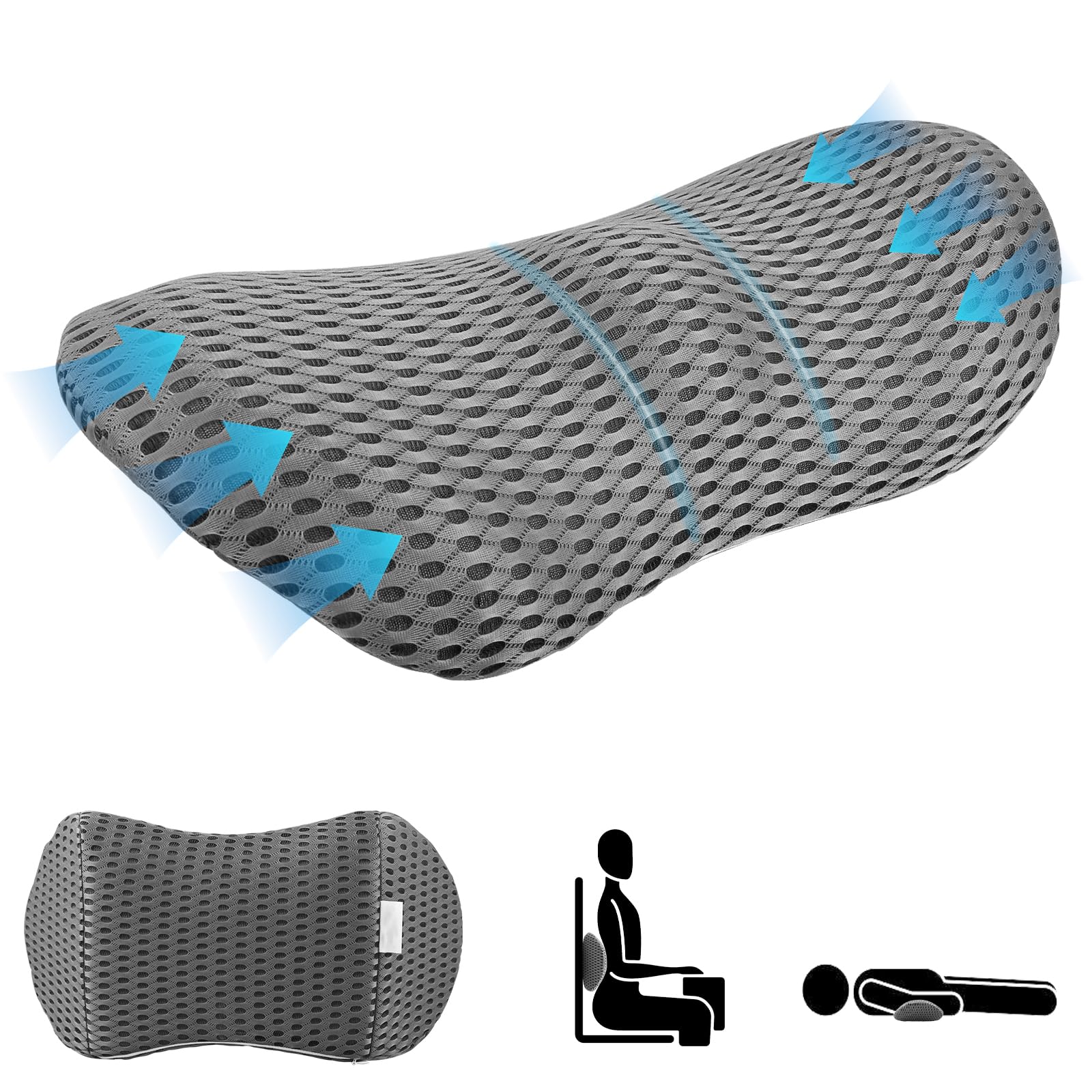 Cojín lumbar, cojín lumbar para sofá y coche, soporte lumbar antideslizante, cojín lumbar para silla de oficina