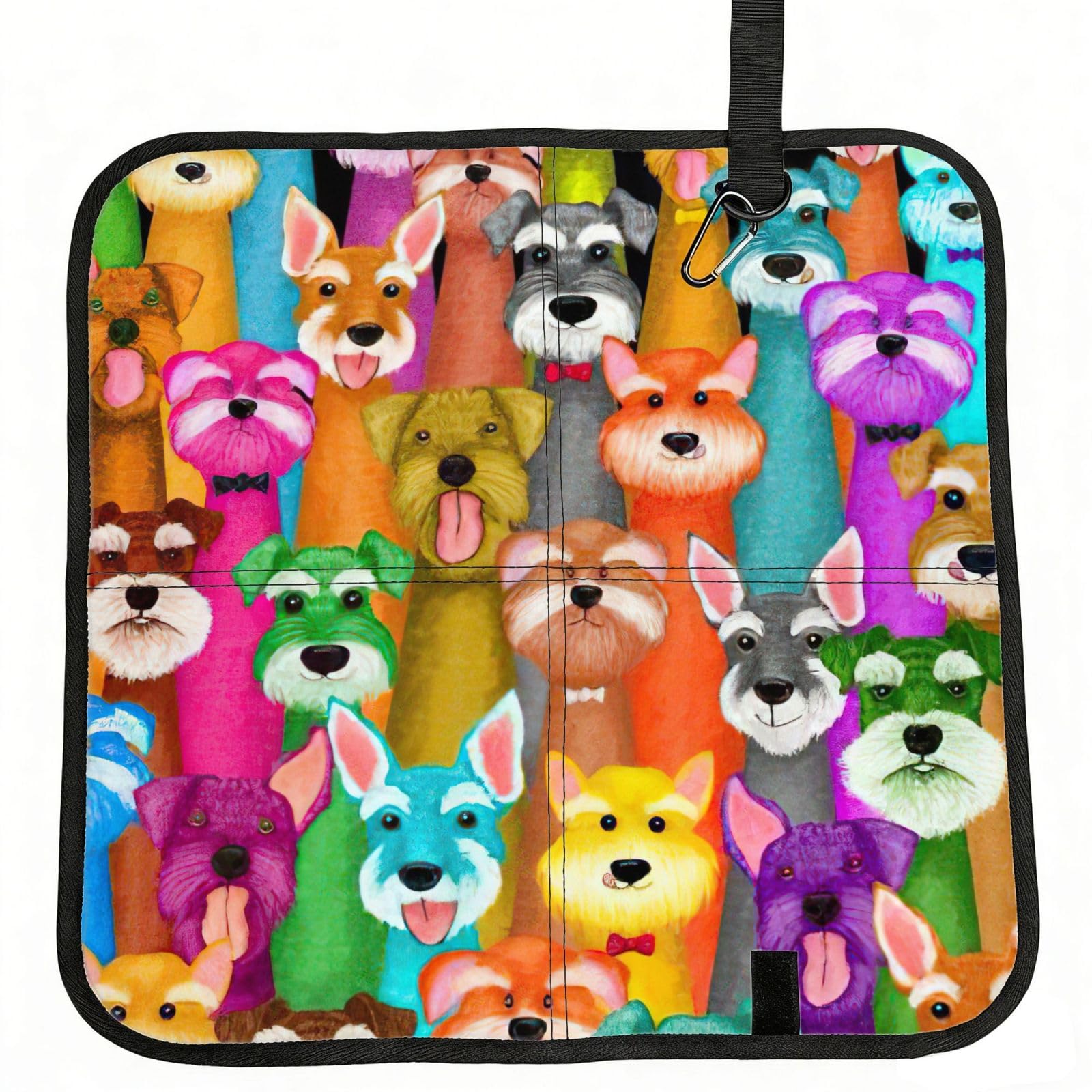 NImongt Oil Cute Schnauzer Dogs Print Portable Chair Pad Foldable Seat Cushion Outdoor Seating Office Picnic Camping