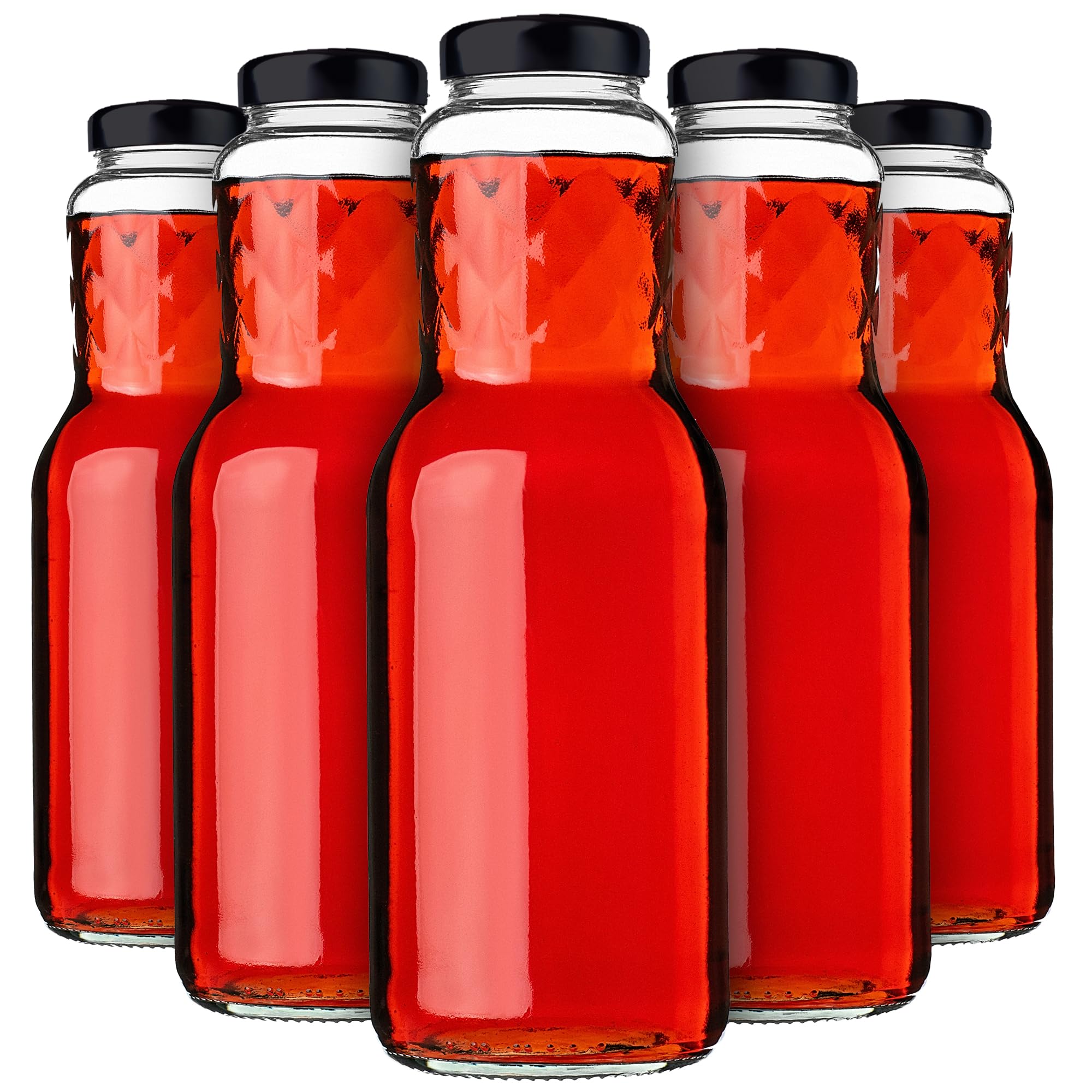 KADAX 20er Set Glasflaschen 1L mit Schraubverschluss Schwarz – Leere Milchflaschen Saftflaschen zum Befüllen für Saft, Milch, Smoothies & Sirup, Refillable Glass Bottles