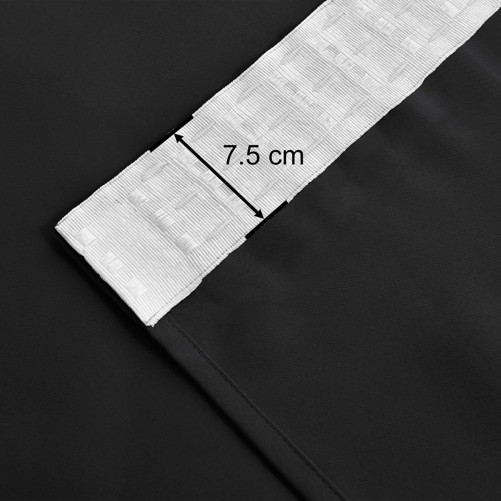 JIUZHEN Curtains with Ruffle Tape, Blackout Curtains, Opaque Curtains, Living Room Curtains, Bedroom, Thermal Curtain, Black - Image 4