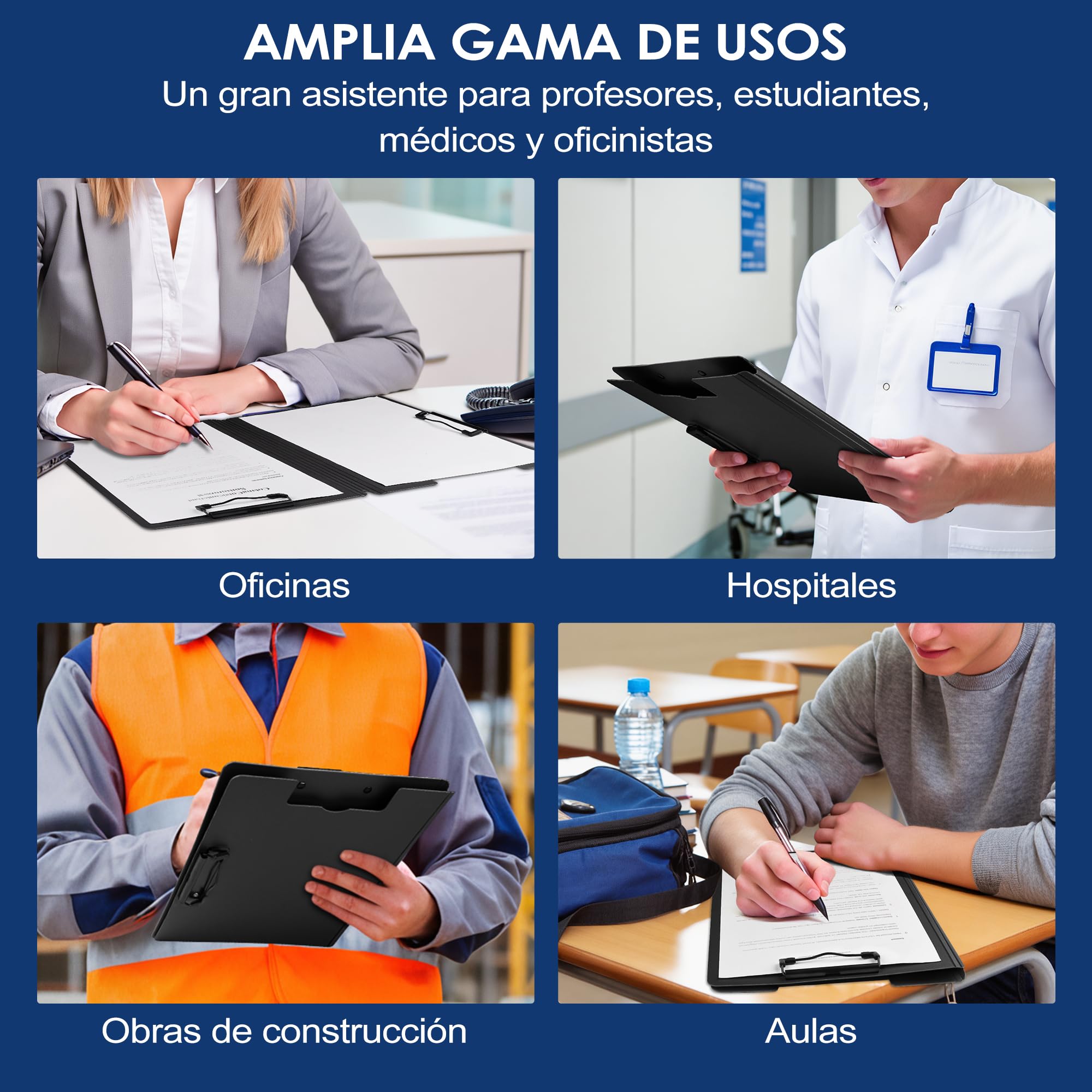 Portapapeles con Pinza A4, Carpetas Plastico Cartella Portadocumenti A4 Espandibile Soffietto Portapapeles con Tapa Plegable para Oficina Astillero Escuela Negro
