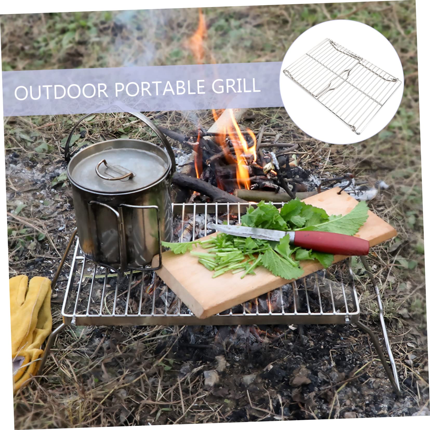 Abaodam Outdoor Grill Rack Portable BBQ Folding Design Stainless Steel Ideal for Camping and Picnics