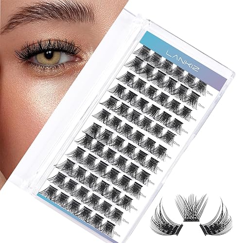 LANKIZ - Extensiones de pestañas naturales individuales y en racimos, suaves y ligeras, de banda ancha, reutilizables, para uso doméstico (racimo
