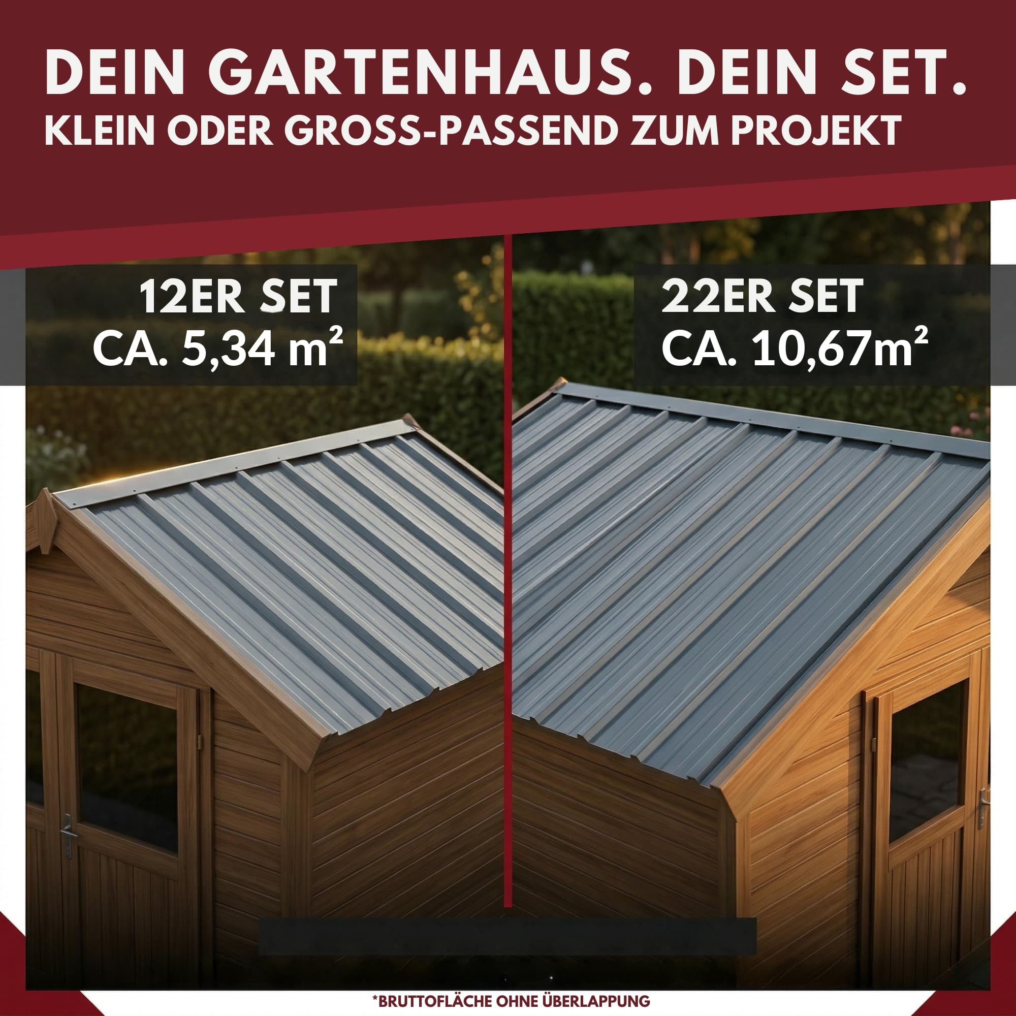Trapezblech Dachplatten Anthrazit RAL 7016 1090 x 445 mm verzinkt Profilblech Set