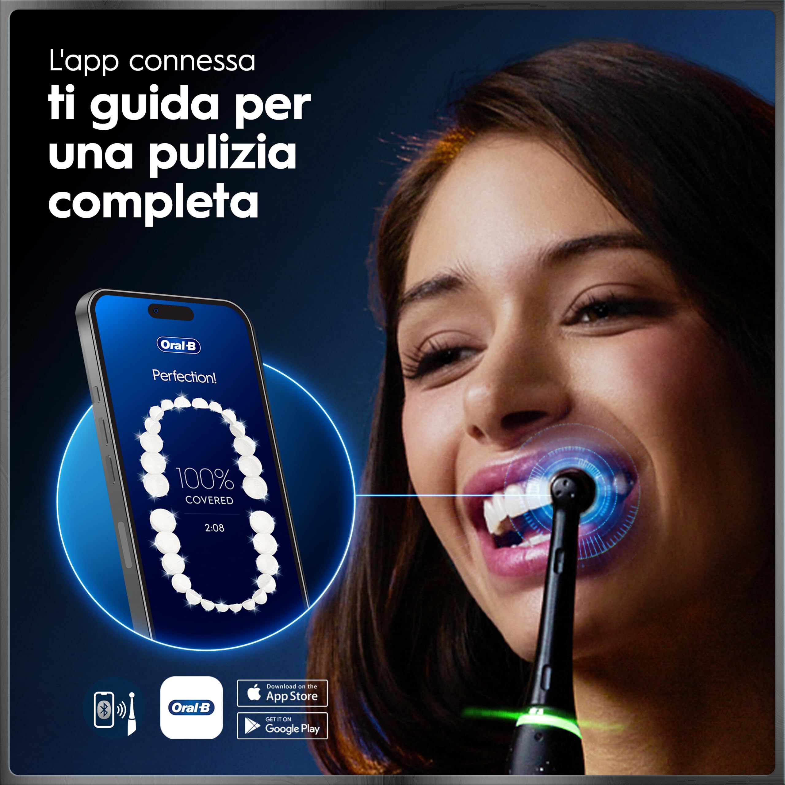 Oral-B iO 10 Spazzolino Elettrico, 3 Testine di Ricambio, Custodia, Nero - 3 Testina di Ricambio per Spazzolino Elettrico, Ricaricabile, Custodia da Viaggio Ricaricabile, Pulizia Denti Efficace