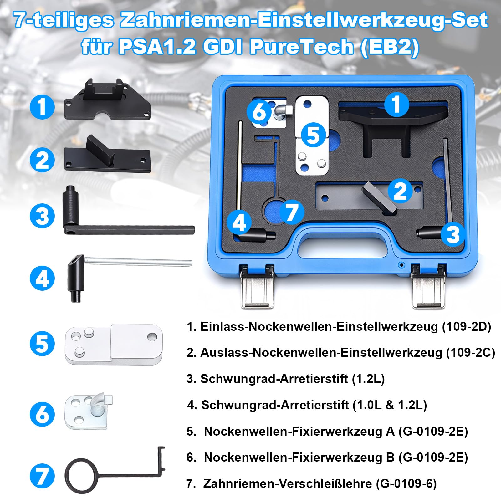 Kit Calado Distribucion Motor 1.2 Puretech, Herramientas De Sincronización | Bloqueo Cigueñal Nockenwelle Para Citroën/Peugeot/Opel 1.2 VTi VVT GDI, 109-2C, 109-2D, 0109-2B, G-0109-2E