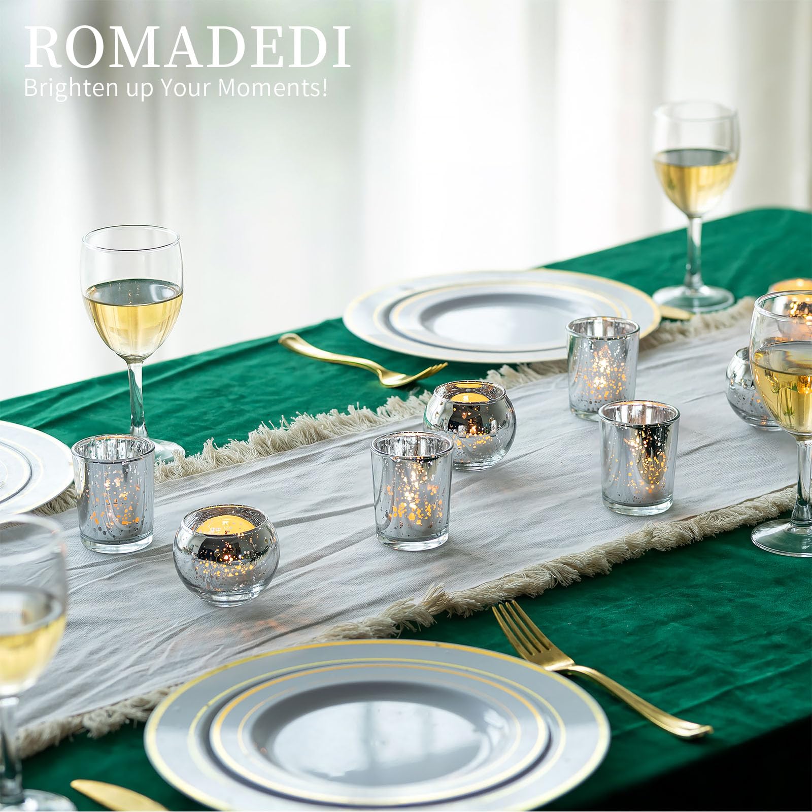 Romadedi Portacandele in vetro per candele a bastoncino, set da 10 pezzi, piccoli portacandele per matrimonio, decorazione da tavolo, candele, tavolo