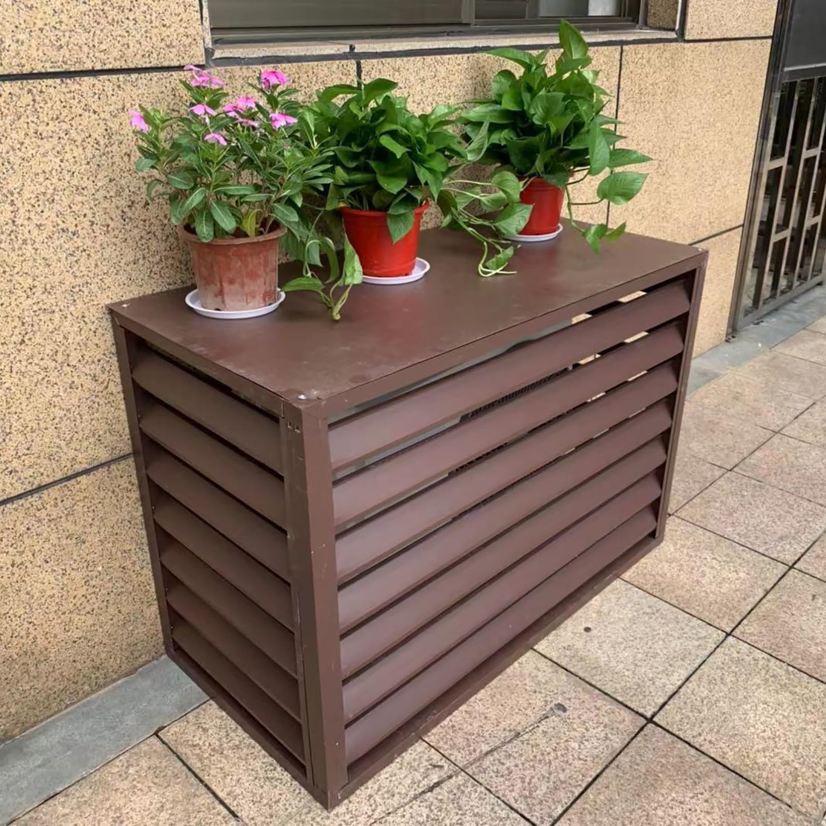 QYMYOZ Aluminum Air Conditioner Cover - Decorative Privacy Fence Screen, Outdoor Protective Grille for AC & Heat Pumps, Durable Enclosure for Trash Cans & Condensers