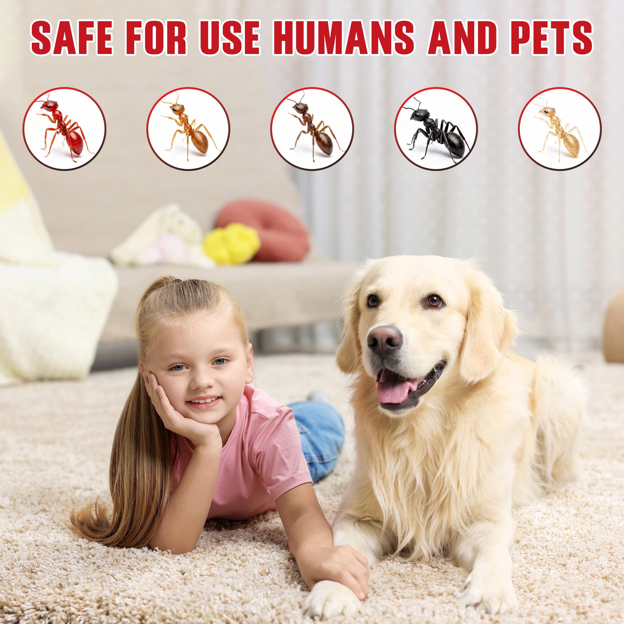 4 Tubes Ant Gel Bait, Indoor and Outdoor Use, Keeps Most Major Ant Species Away, Pets & Kids Safe - 4