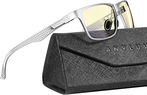 Miniatura 80 de ANYLUV Gafas de bloqueo de luz azul para hombre, gafas de juegos de computadora, ligeras, de metal Al-Mg, protección ocular antifatiga ocular