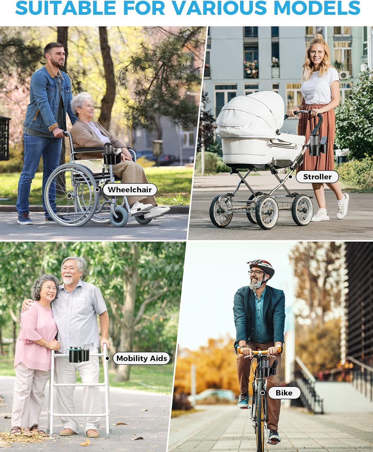 Wiicare Wheelchair Cup Holder, 2-in-1 Water Bottle and Storage Box, Designed Cup Holder for Bottle with Handle, Cup Holder for Wheelchair, Walker, Rollator, Stroller, Camper, Golf cart : Health & Household