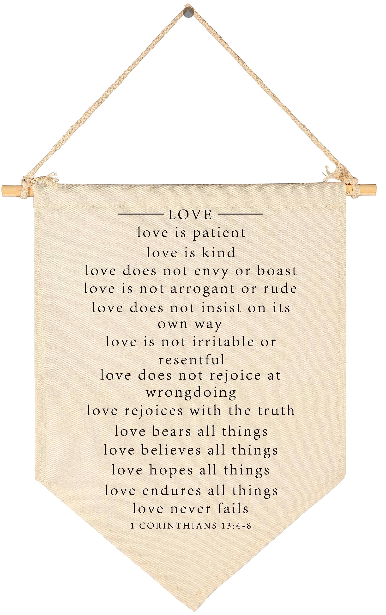 Bible Verse Art- Minimal Christian Wall Decor-Bible Gift-Scripture Hanging Flag Art Decor-Banner Wall Sign Gift-Farmhouse Living Room Bedroom Home Decoration-Valentines Day-Love Is Patient