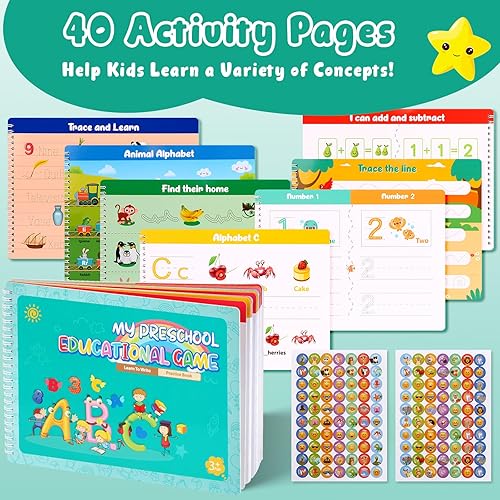 Miniatura 5 de Actividades de aprendizaje preescolar, juguetes educativos para niños de 3, 4 y 5 años, juguetes de rastreo de práctica de escritura a mano, libro