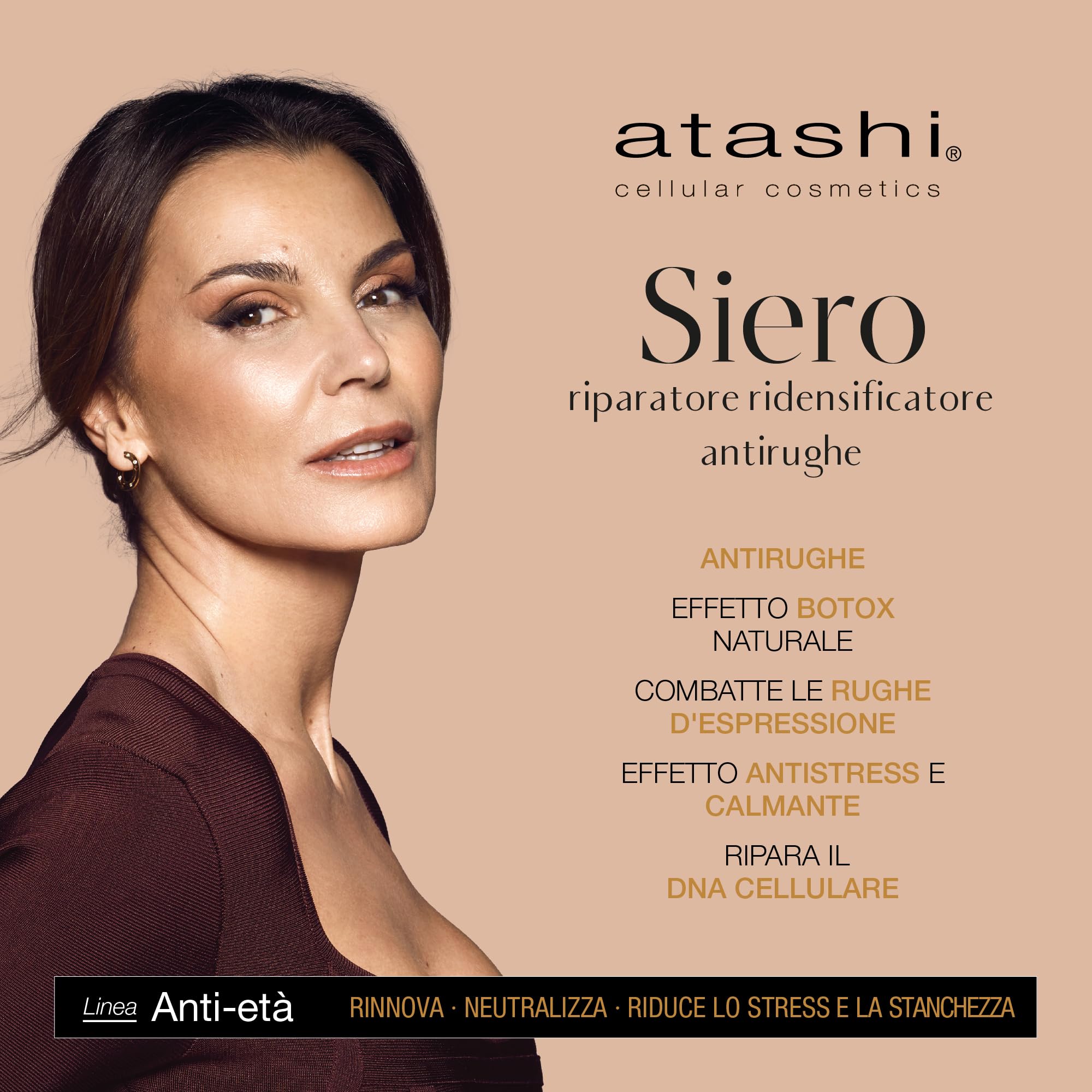 Atashi | Rituale riparatore antietà | siero ridensificante antirughe + contorno occhi antirughe + Gua Sha Spoon | 50ml + 15ml