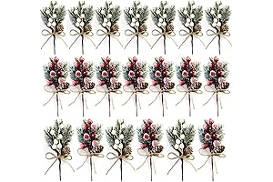 20 Artificial Flocked Pine Picks for Holiday Decor