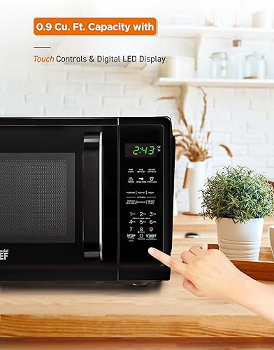 Miniatura 6 de COMMERCIAL CHEF Microondas de 0.9 pies cúbicos con 10 niveles de potencia, microondas pequeño con mango de agarre, microondas de encimera de 900 W