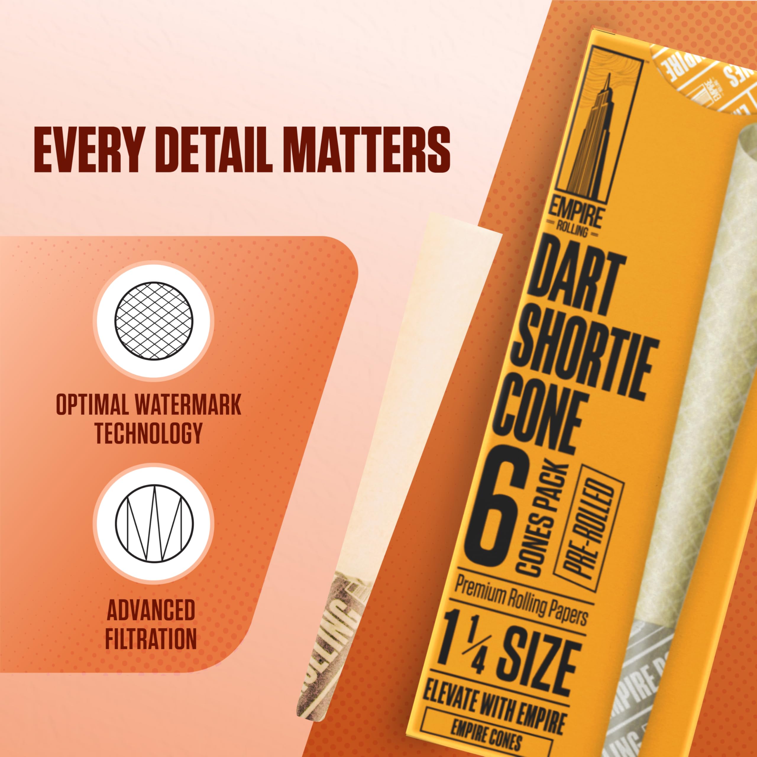 Empire Rolling Dart Shorties – 36 Count (6 Packs of 6) – Mini Ultra Smooth Performance Darts, Compact & Travel-Ready, Eco-Friendly Paper