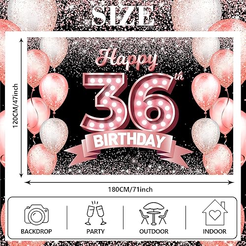 Vista 398 de Happy 21st Birthday Rose Gold Banner Backdrop Cheers to 21 Years Old Confetti Balloons Theme Decor Decorations for Women 21 Years Old Pink Birthday