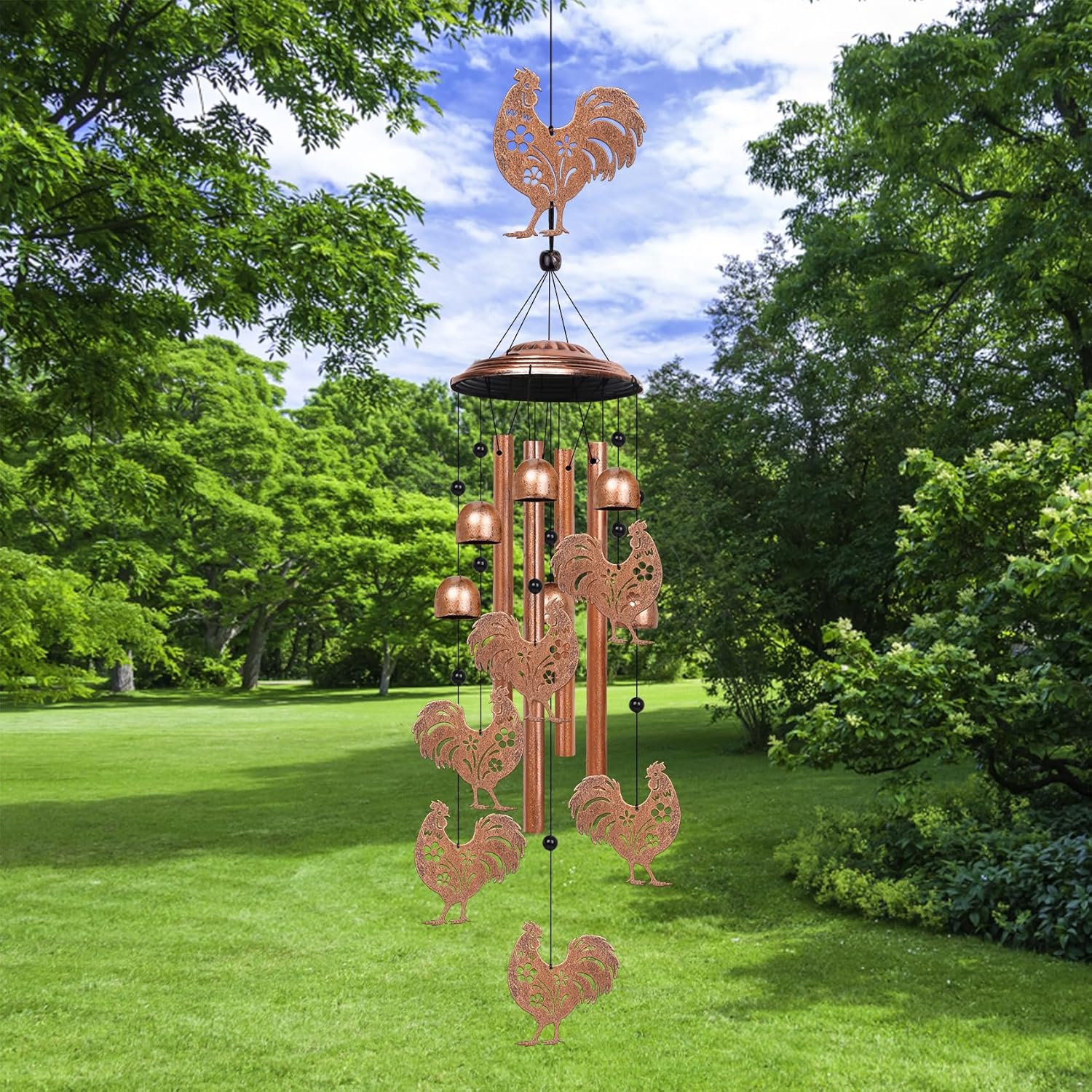 YHmall Chicken Wind Chimes for Outside, 35" Chicken Gifts for Women Mom Men Dad Grandma Grandpa, Rooster Decor Windchimes Outdoors for Patio Home Garden Decorations - Image 6