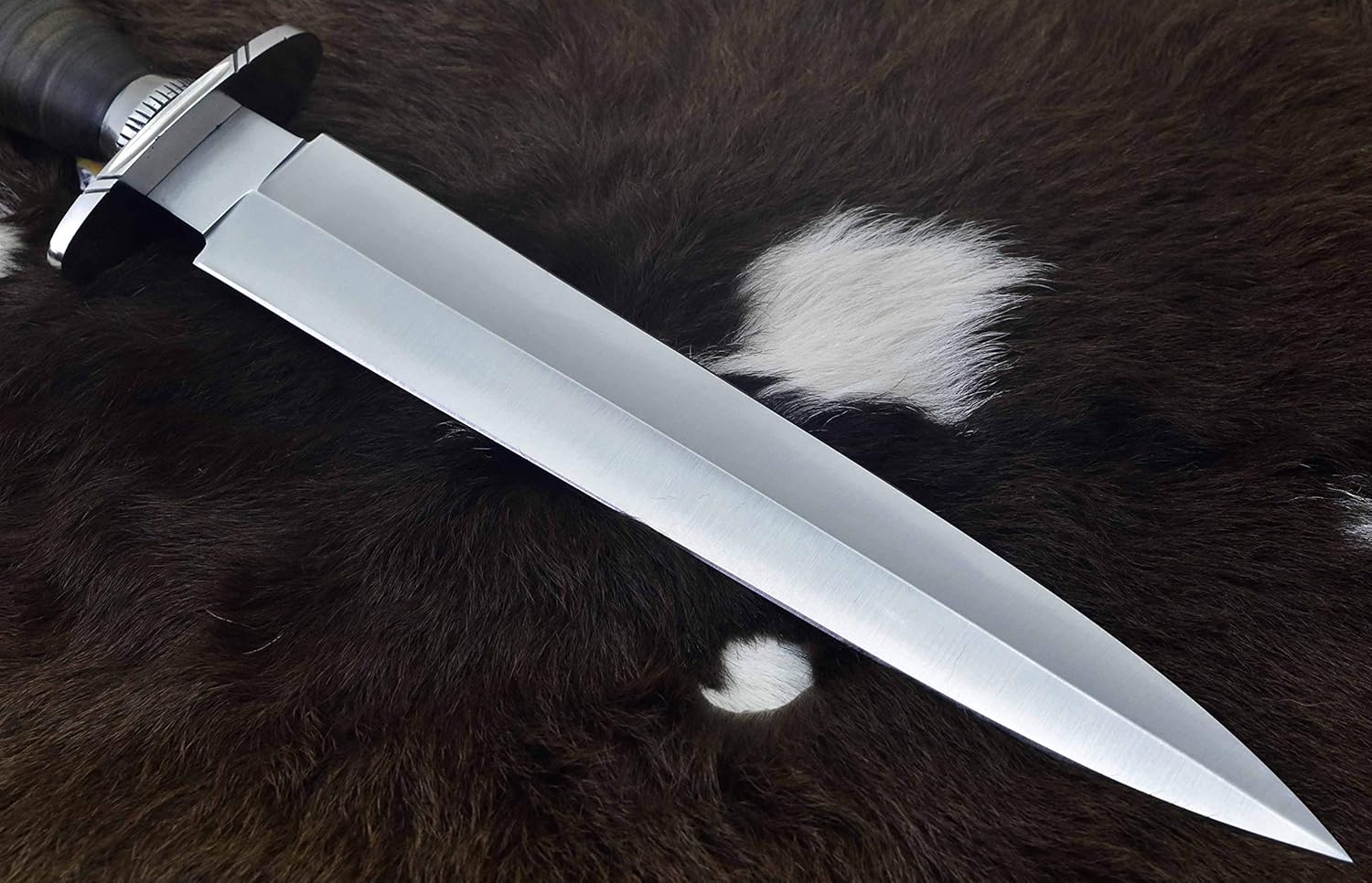 USA: 17.5" Custom Handmade D2 Steel Hunting Fish Dagger Knife with Leather Handle & Leather Sheath (AM87)