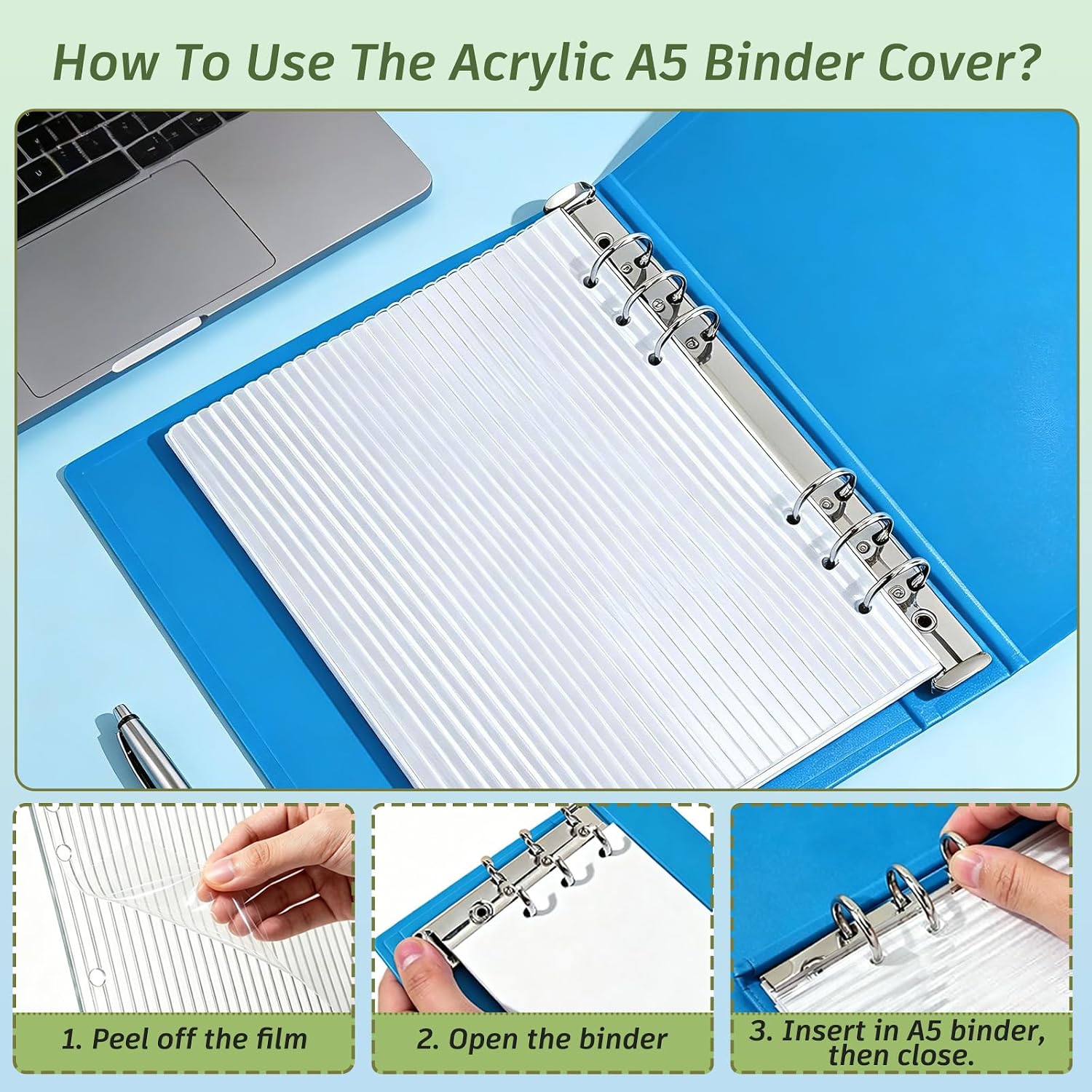 2PCS Clear A5 Binder Cover,Transparent 6 Hole Budget Binder for Office Use image 5
