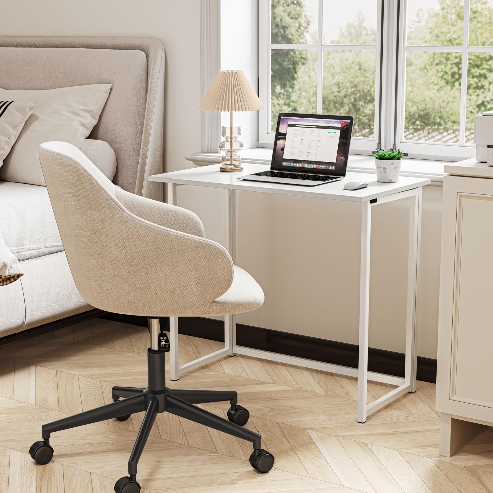 Dripex Mesa Escritorio Plegable, Mesa Ordenador, Compacto sin ensamblaje, Mesa de Estudio para Casa Oficina, Escritorio para computadora Manualidades, Blanca, 80 x 45 x 74 cm