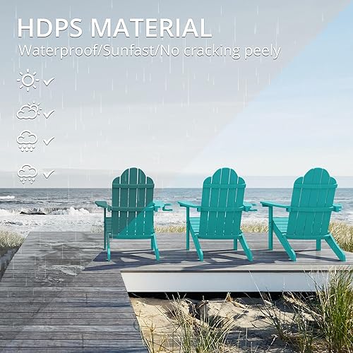 Miniatura 3 de LUE BONA HDPS Sillas Adirondack, Silla para Hoguera al Aire Libre Resistente a la Intemperie con Portavasos, Silla Moderna de Plástico para Patio,