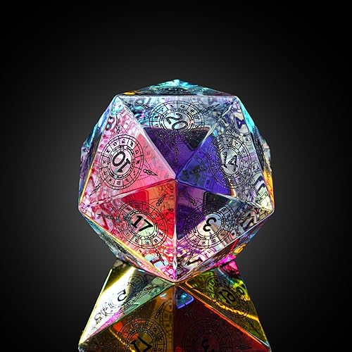 Miniatura 3 de UDIXI Dados poliédricos grandes D20 de vidrio prisma de 1.181 in, 20 tamaños DND, dados de vidrio para juegos de rol de Calabozos y Dragones, juegos