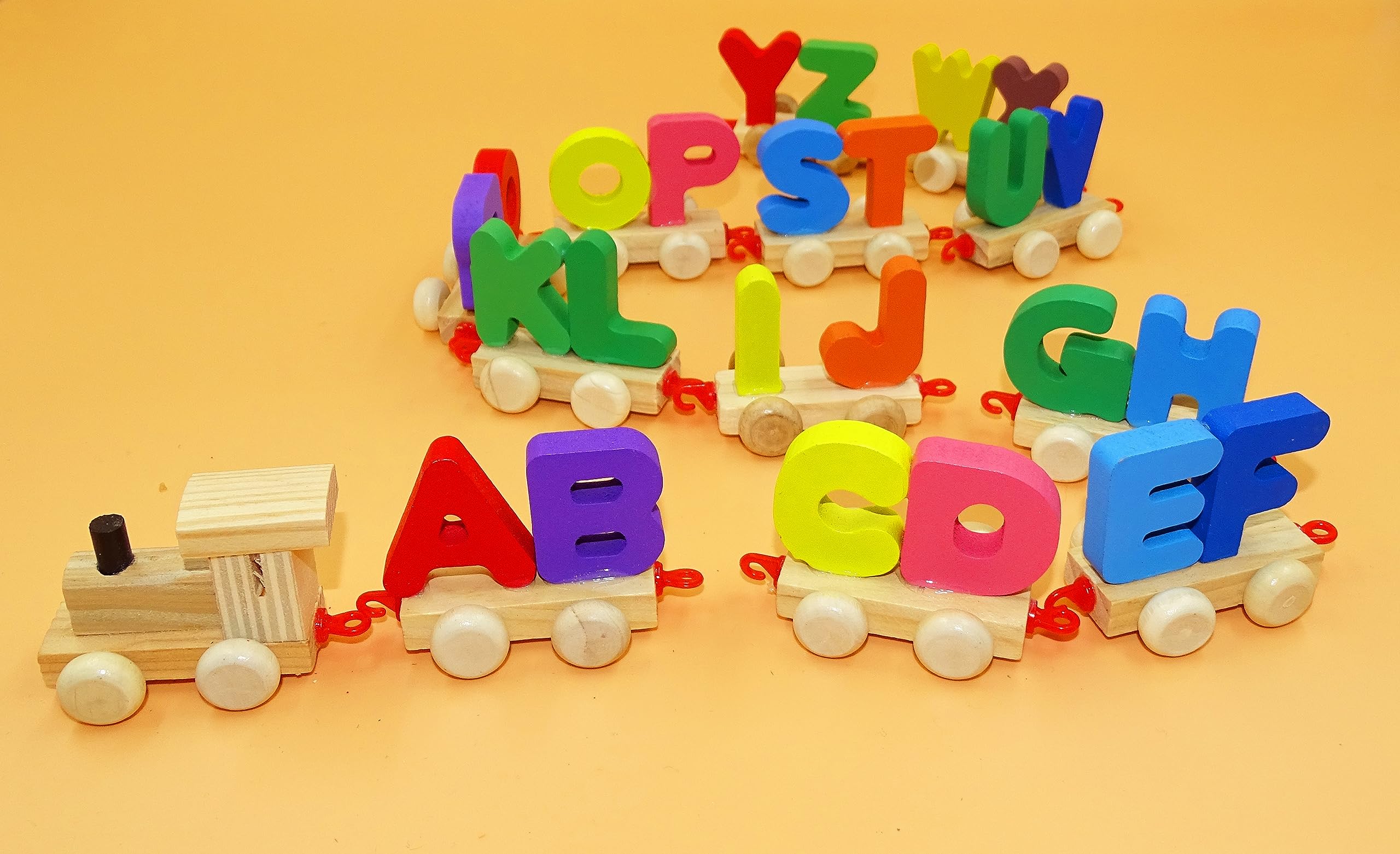 DISHVY® Wooden Alphabet Train Toy Interlocking Alphabet ABC Train Set Includes 1 Engine and Letter Cars for Toddlers Kids Boys and Girls, Compatible with Train Set Tracks (Multicolor) (B0CHB8TTMZ) Amazon Price History, Amazon Price Tracker