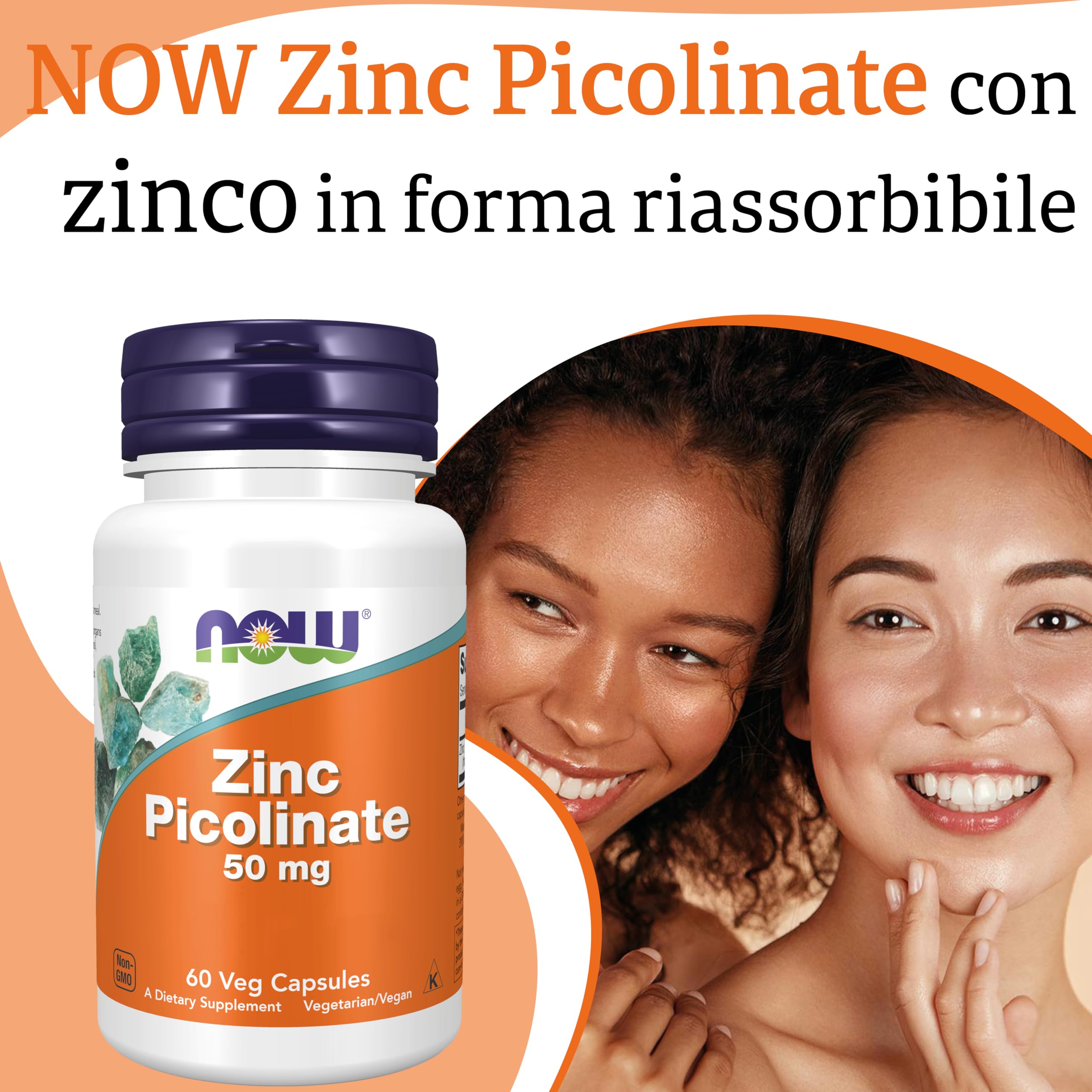 Now Foods, Zinco Picolinato, 50mg, Dose Elevata, 1 Capsula ogni 2 Giorni, 60 Capsule vegane, Testato in Laboratorio, Senza Glutine, Senza Soia, Non OGM, Vegetariano