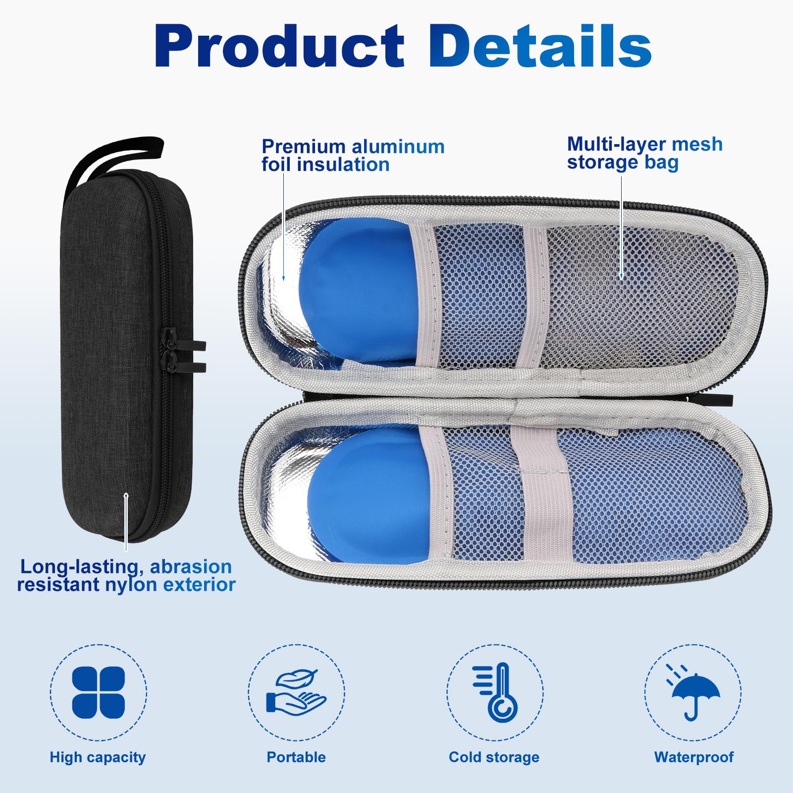 Estuche Insulina Nevera Insulina Frio Bolsa Medicamentos 2 Bolsas Hielo Portátil Estuche Enfriadora Medicamientos Térmica Pequeña Térmico Diabetes Bolsa Viajera Diabéticos Refrigerante Viajes Largos - 5