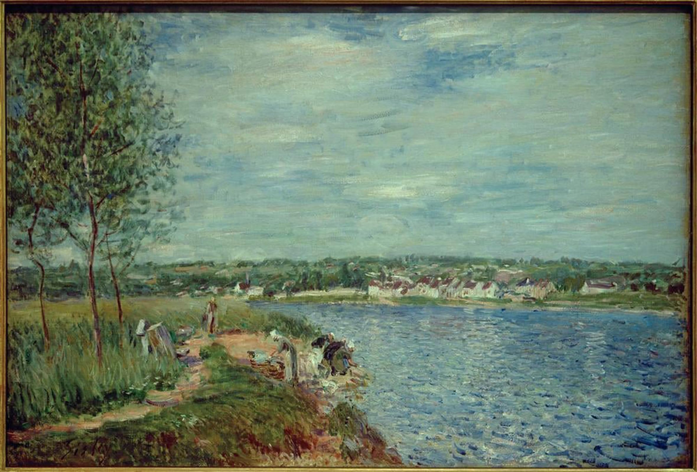 ARTXLXXBN Famous Prints Artwork Pictures Poster Painting Art Washers Near by Alfred Sisle Artwork Landscape Pictures for Home Decor 60x90cm