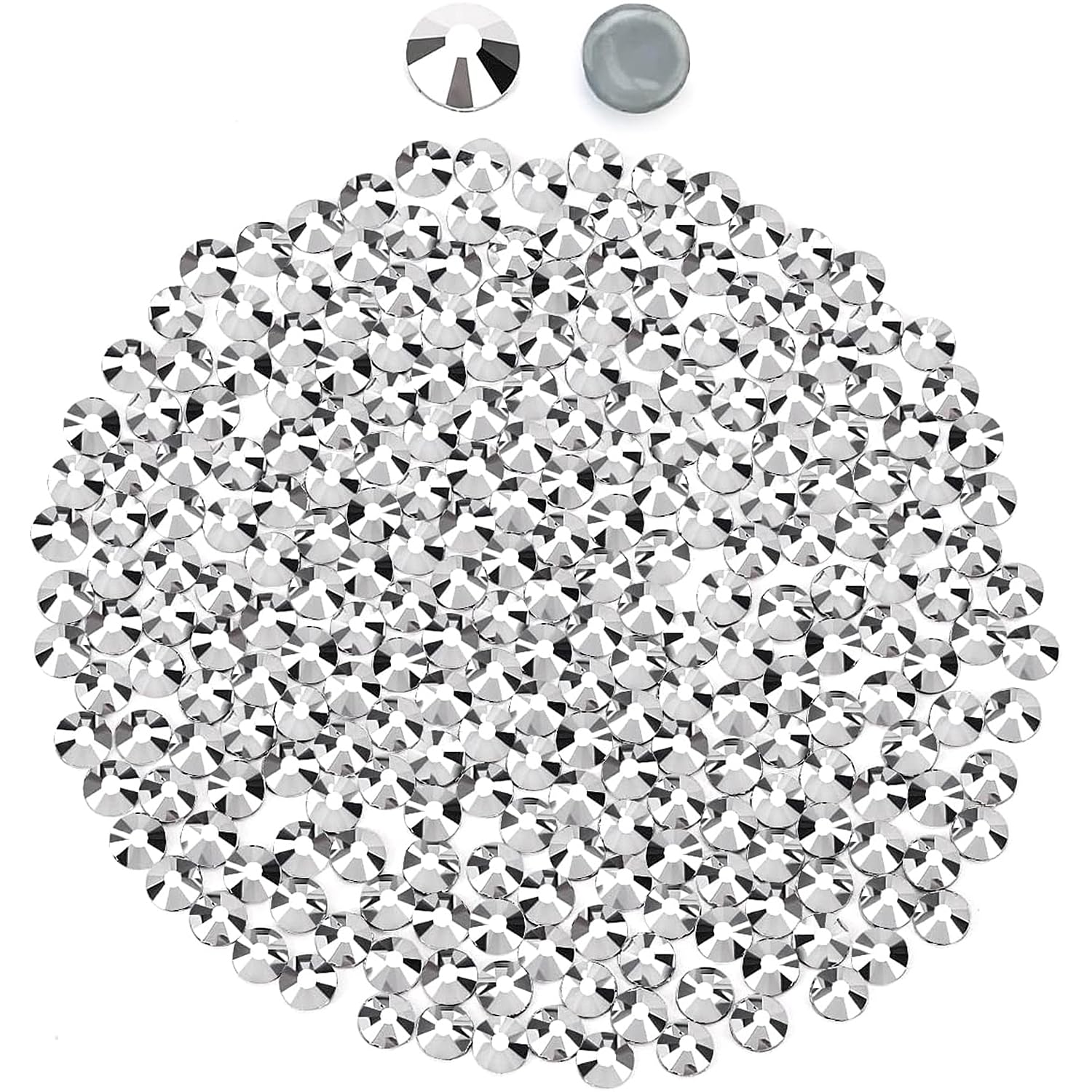 Hotfix Rhinestones for Crafts Flatback Rhinestones Glass Rhinestones Round Crystal Gems Hot Fix Flat Back Gemstones Silver (SS30/6.4MM/288pcs)