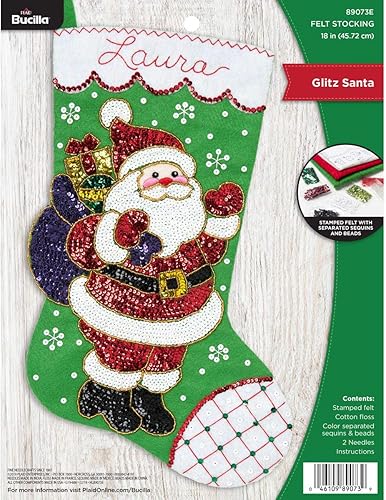 Bucilla - Kit de calcetín navideño de fieltro con diseño de Papá Noel 180in