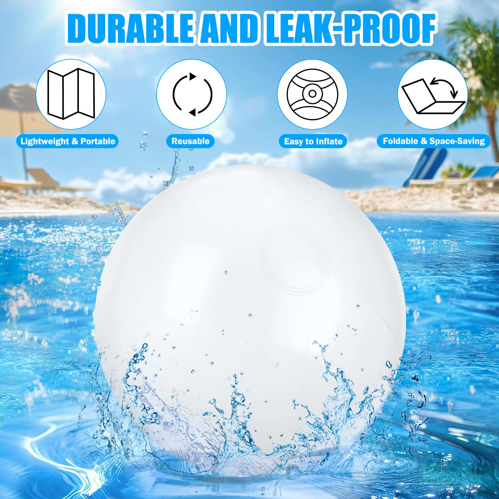 2 pelotas de playa hinchables de 61 cm de PVC, grandes pelotas de playa inflables para piscina, playa, fiesta en el jardín y verano — view 3
