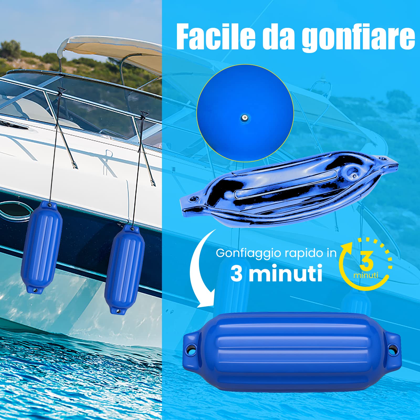 COSTWAY Set 4 Parabordi per Barca, Parabordi per Imbarcazioni, Gommonni, Boat Fender