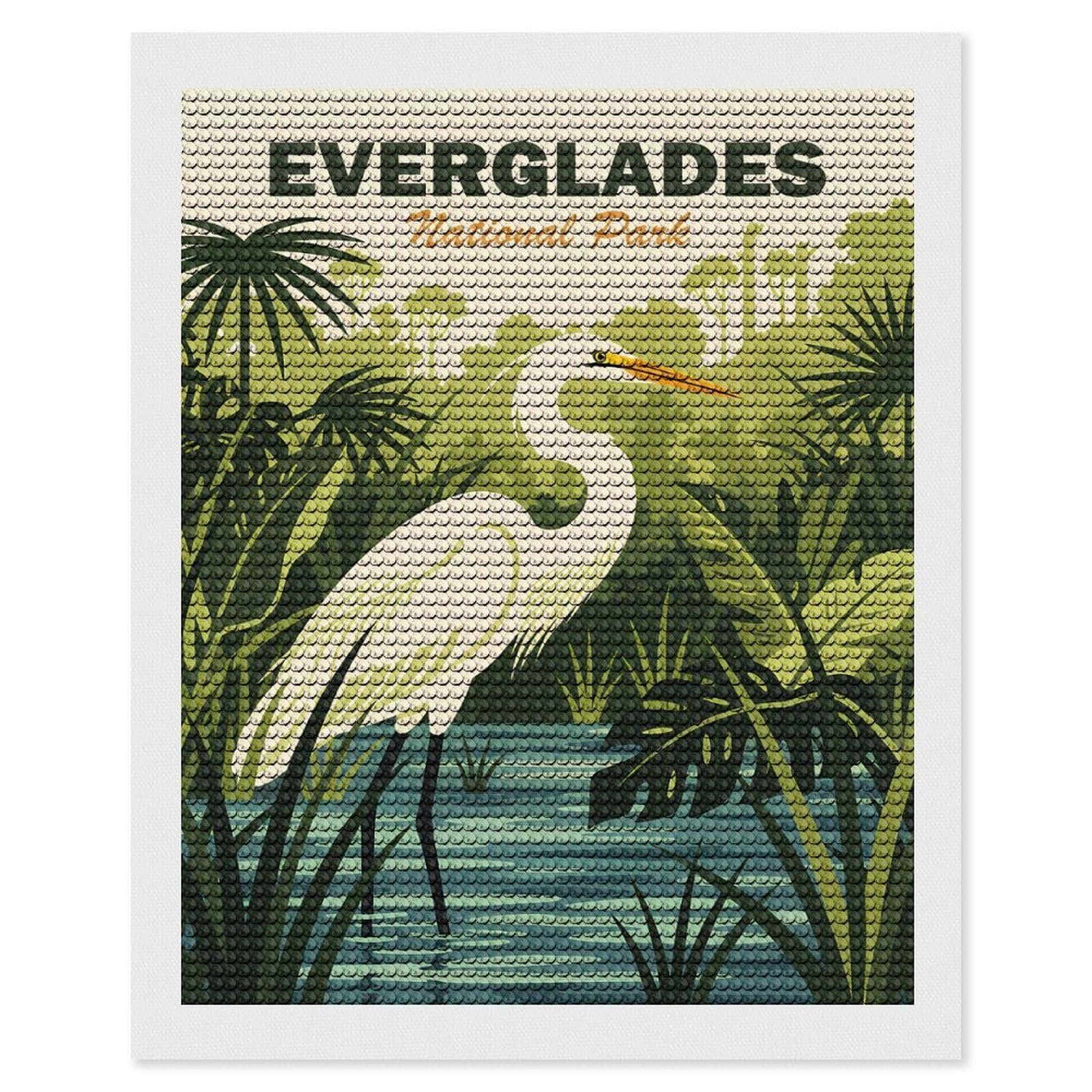 Junmoney Everglades National Park Diamond Art Canvas 16"x20", Full Kit Included, Bedroom Decor, for Beginners, Thoughtful Handmade Gift