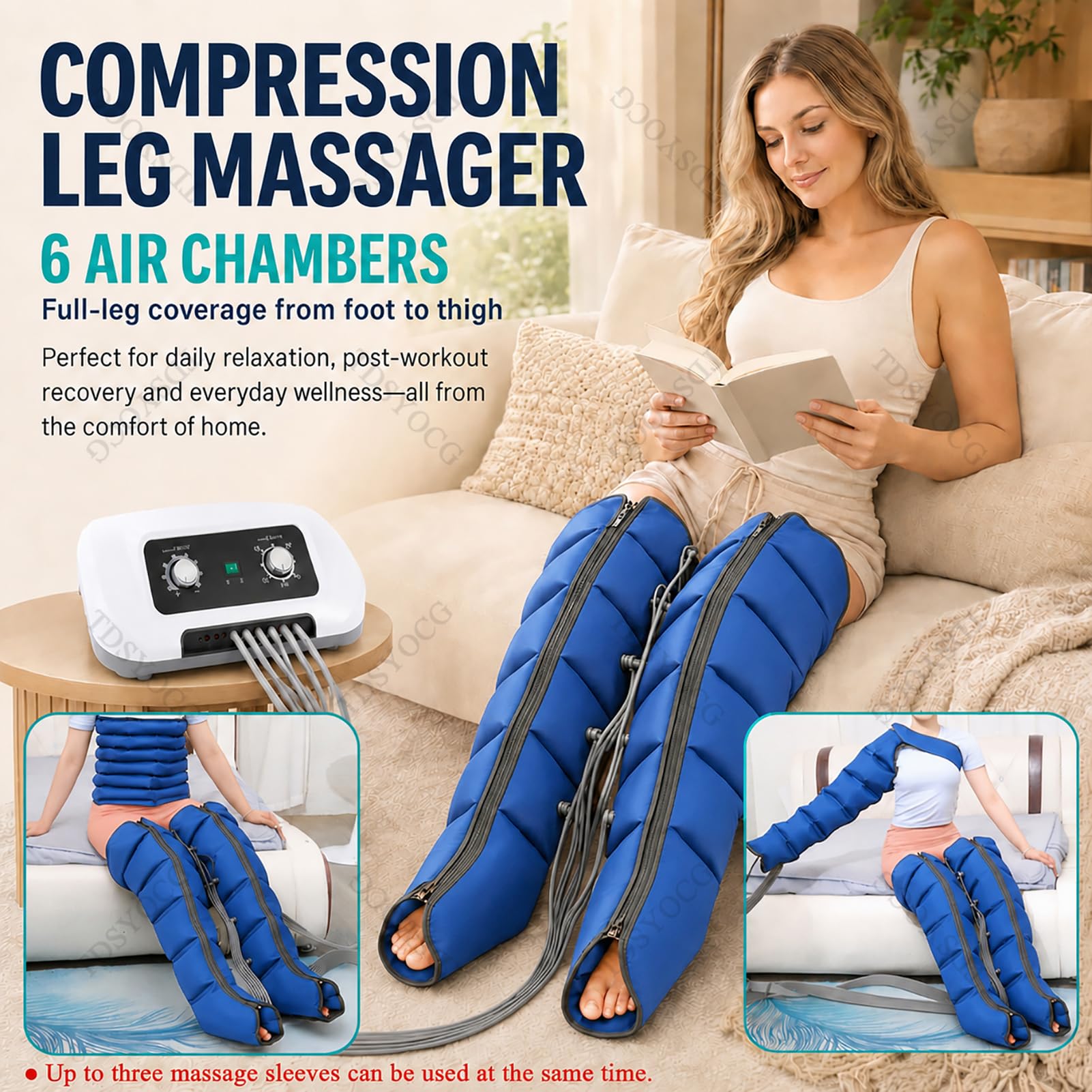 Presoterapia Piernas Y Abdomen | Botas De Presoterapia Pierna Y Abdomen | Maquina De Presoterapia Profesional Para Casa Completo 6 Cámaras Masajeador Pierna | Drenaje Linfatico Piernas Cansadas |