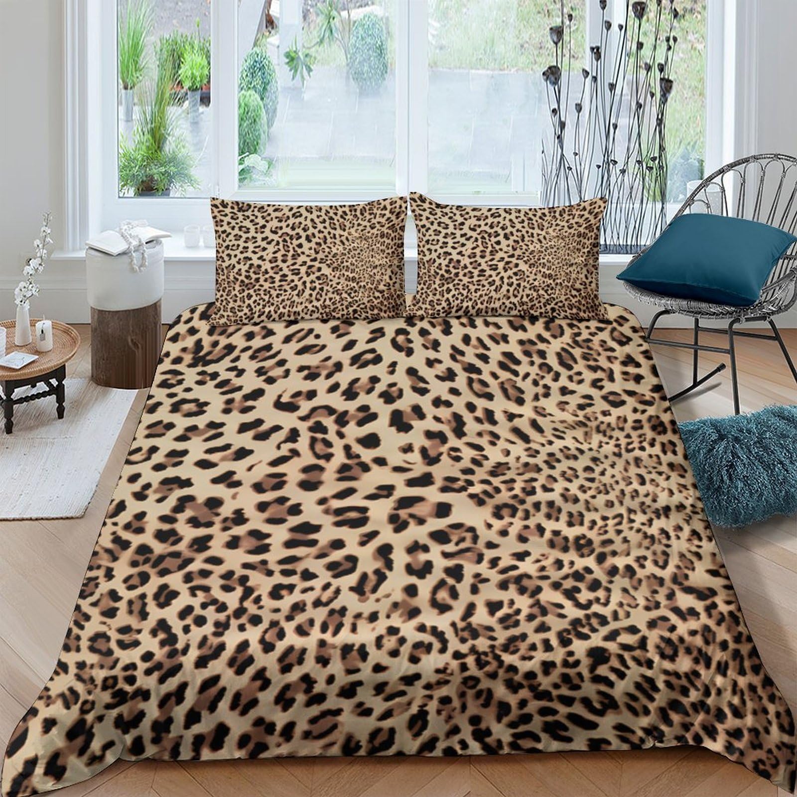 Ctjqhvkz Style-10 3D Printed Leopard Pattern Fitted Sheet Microfiber Soft Breathable Animal Print Bed Cover For Bedroom Dorm Decor Single（135X200cm）