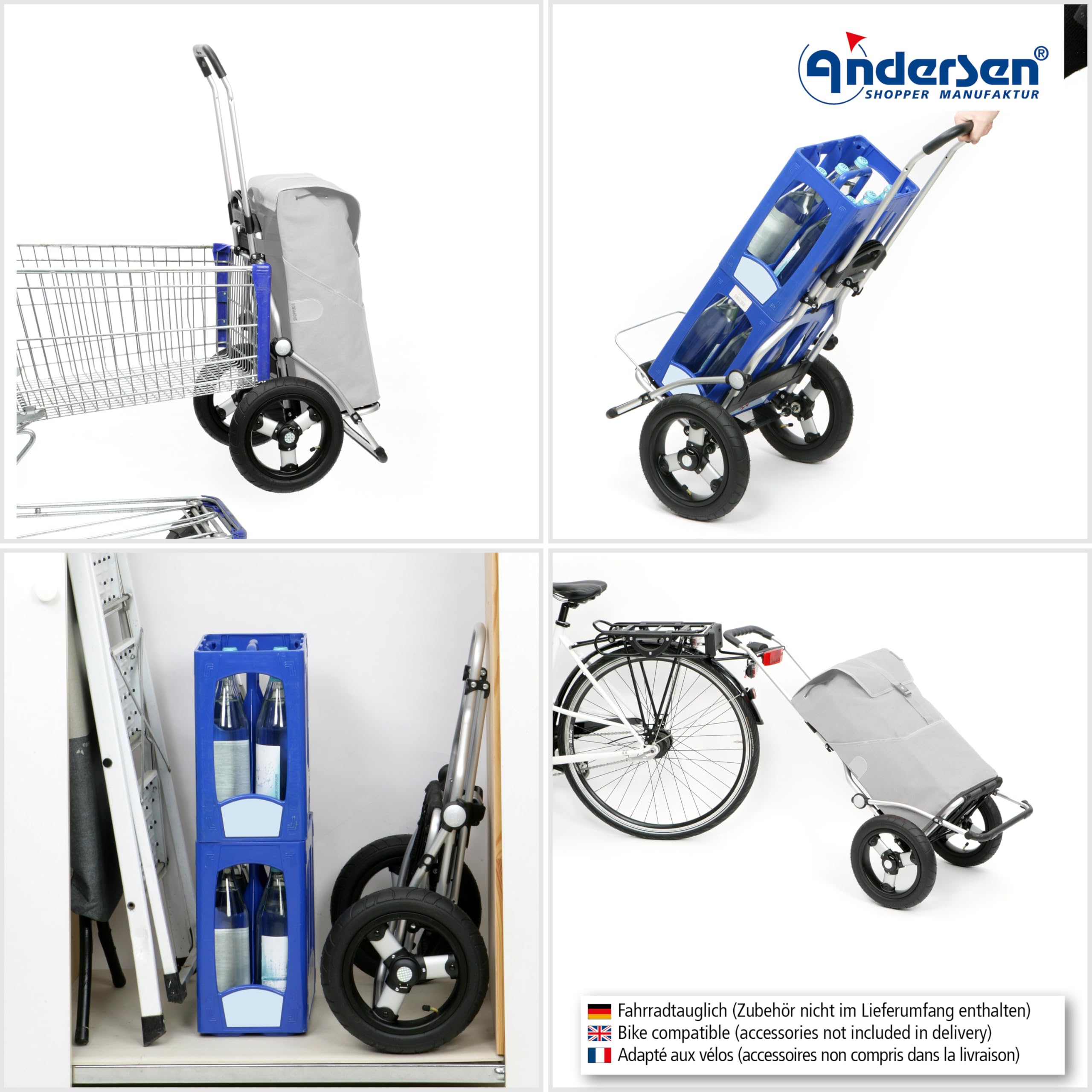 ANDERSEN Wózek na zakupy – Royal Shopper Oli.P 3.0 czarny wózek na zakupy 50 l, wysokiej jakości, plecak, termo, aluminium, składany, pneumatyczne koło do łożysk kulkowych