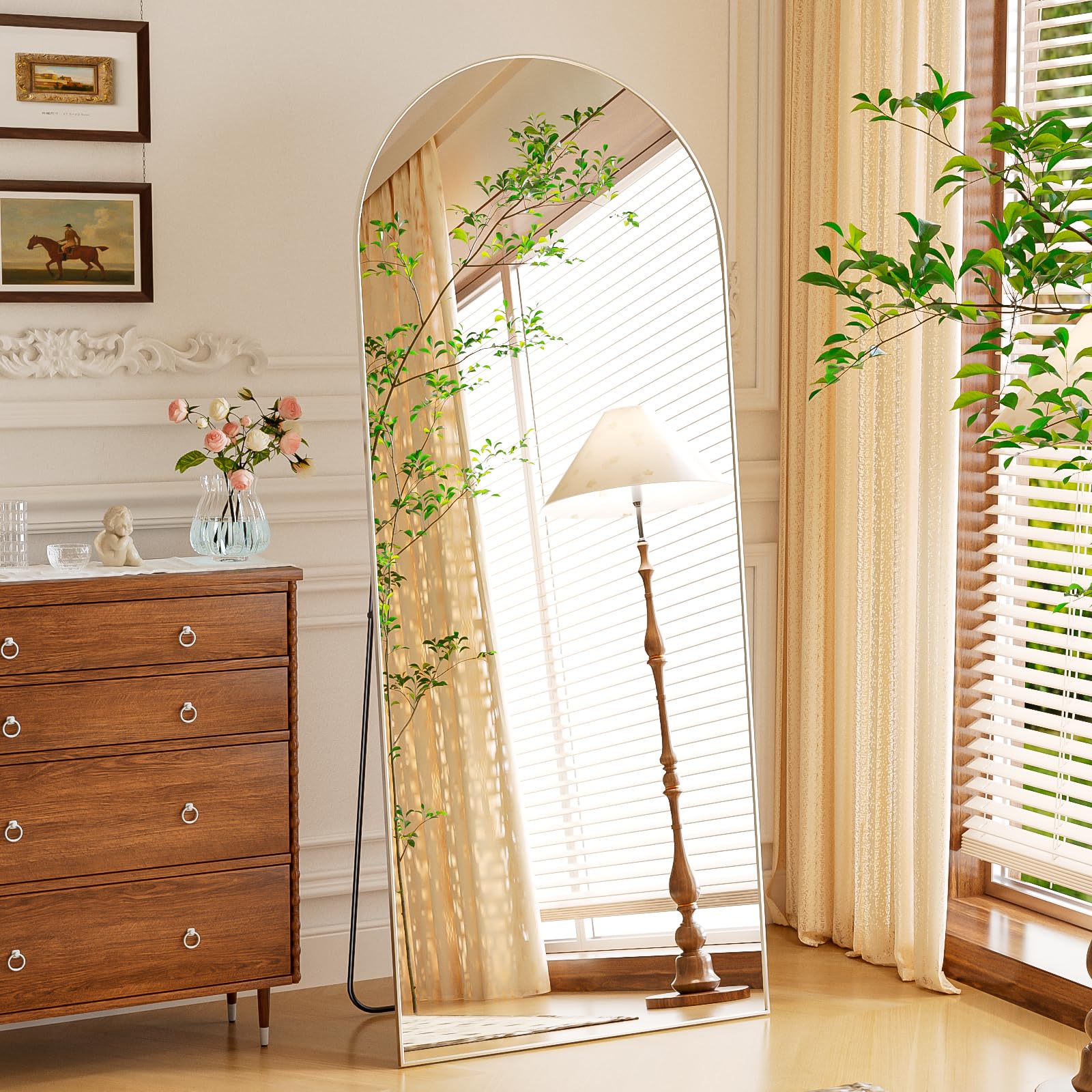 NEUWEABY Arched Floor Mirror 165x60cm Silver Arch Full Length Mirror with Stand, Large Wall Full Body Standing Hanging or Leaning Against Wall for Bedroom Entry, Living Room