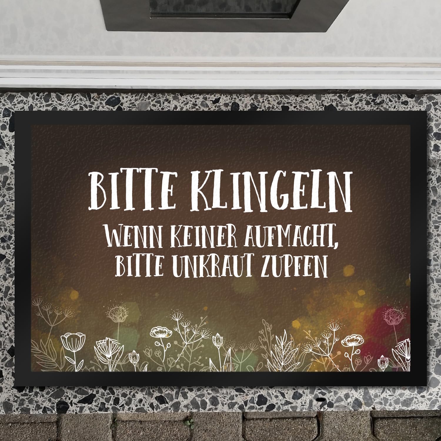 trendaffe - Bitte klingeln - Unkraut Fußmatte XXL mit Blumen Motiv