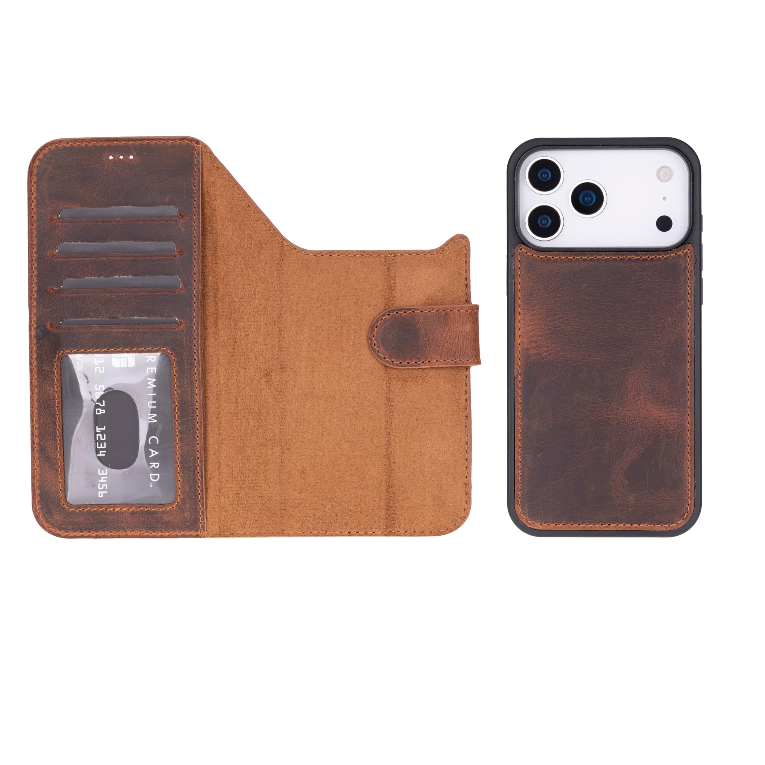Étui en cuir véritable pour iPhone 17 Pro Max protégeant l'écran - 8