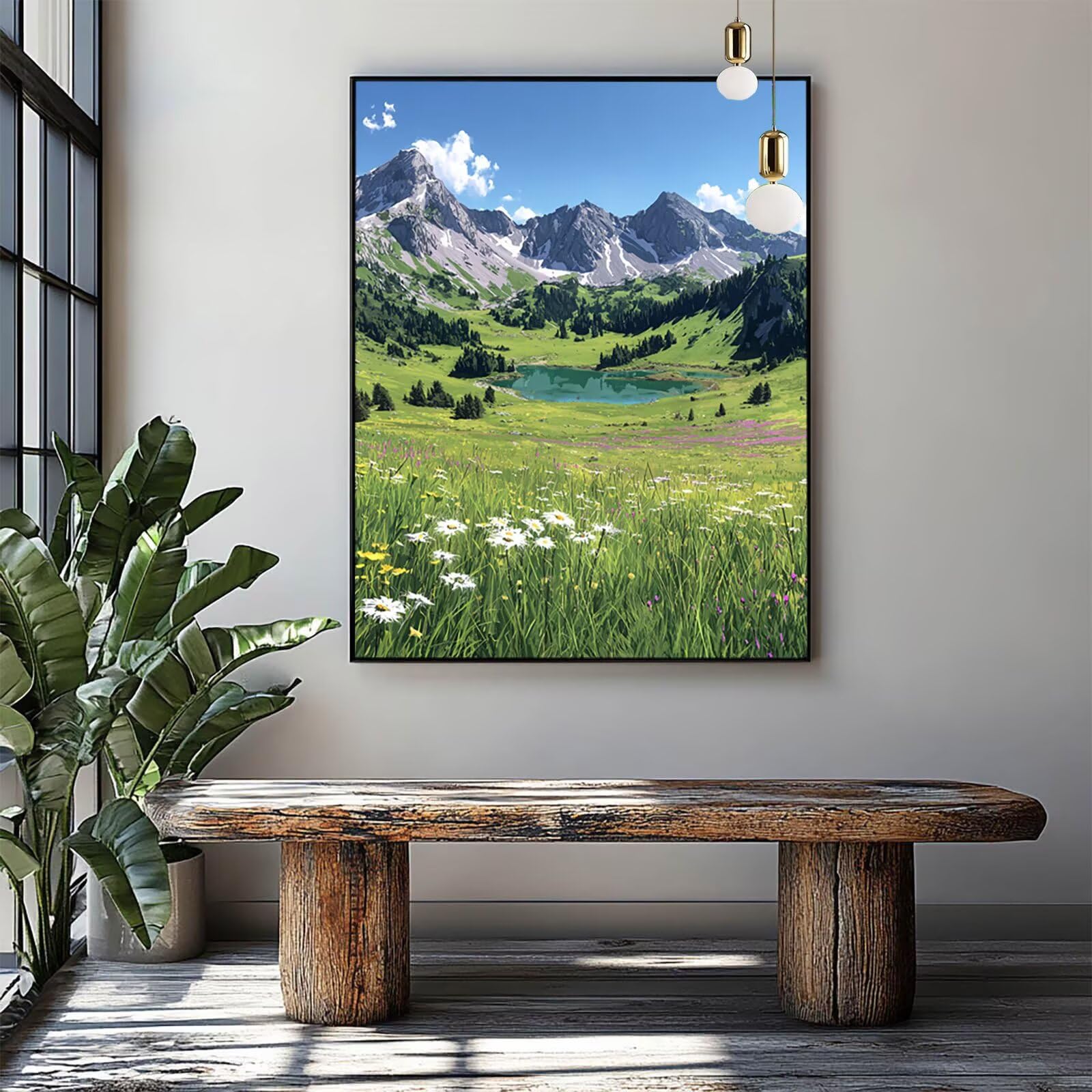 Malarstwo Numery Dorosłych Krajobraz, Płótno Malarstwo Numery Dzieci Początkujący Góry, Płótno Pełny zestaw dla dorosłych 100x150 CM z pędzlami i akrylem, DIY Malowanie według numerów do dekoracji