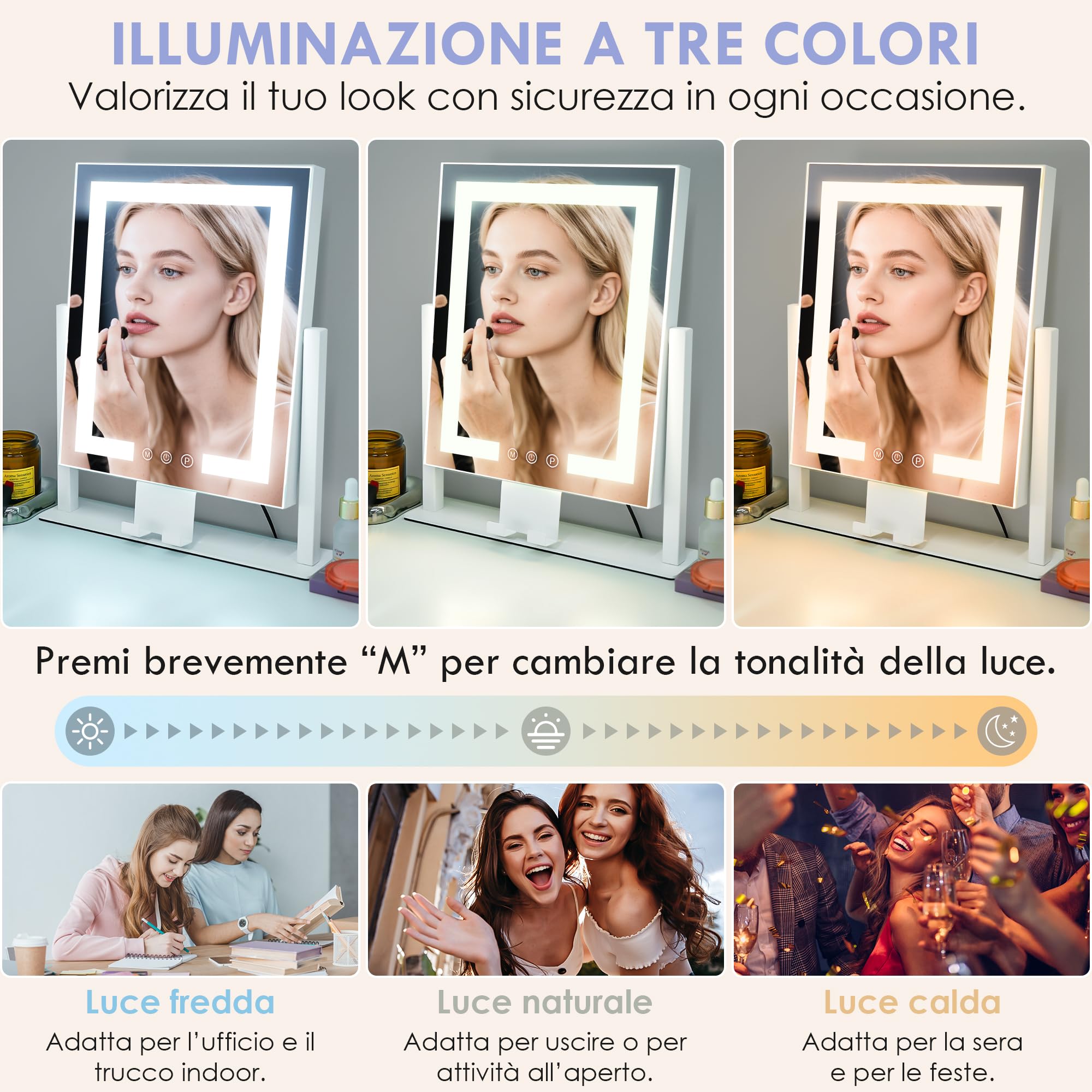LuxeVue Specchio da Trucco con Luci da Tavolo — immagine 5 di 16